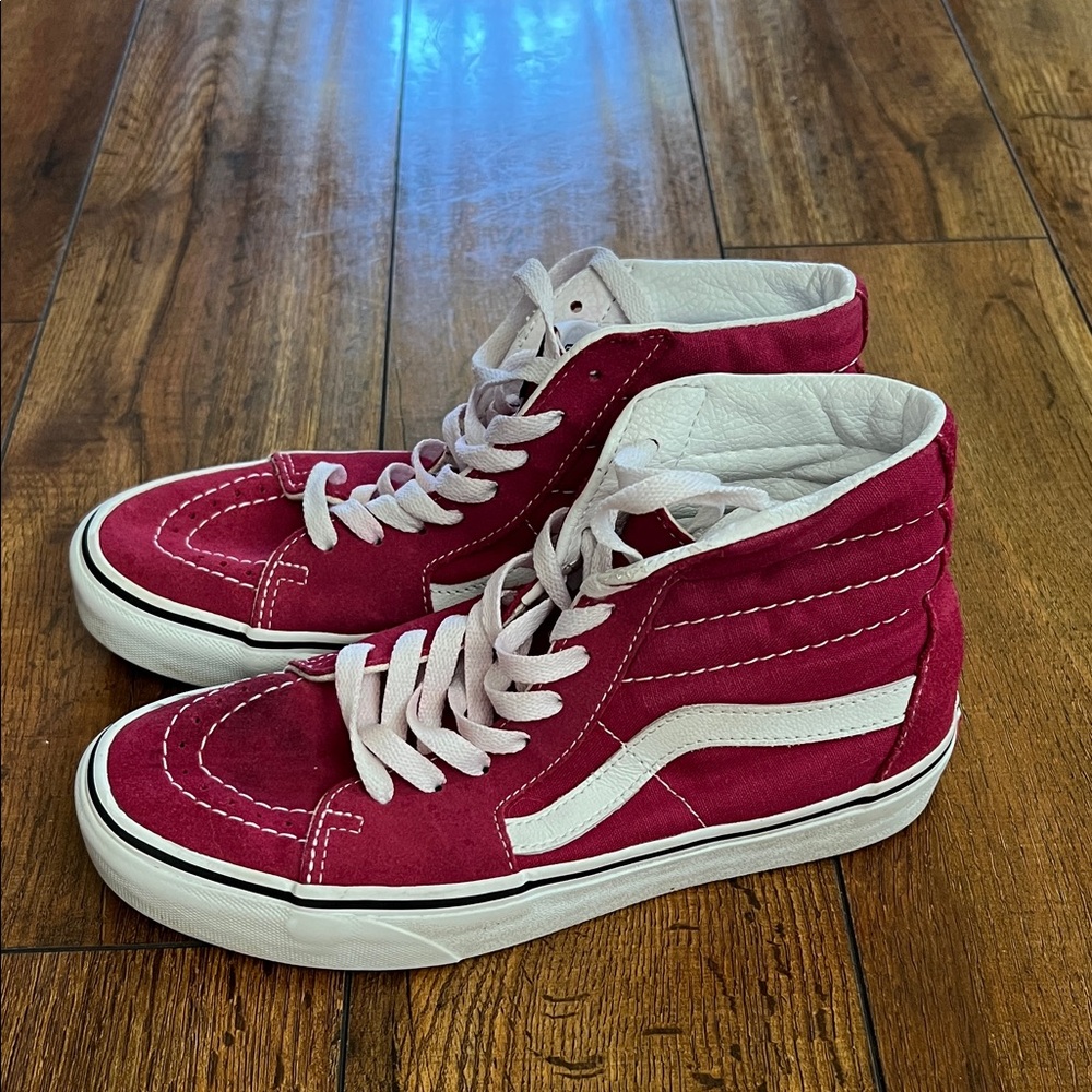 Vans Red and White High-Tops